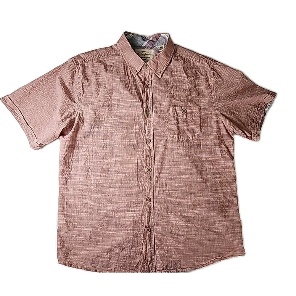 Original Weatherproof Vintage Men's XL 100% Slub Cotton Blush S/S Button Shirt